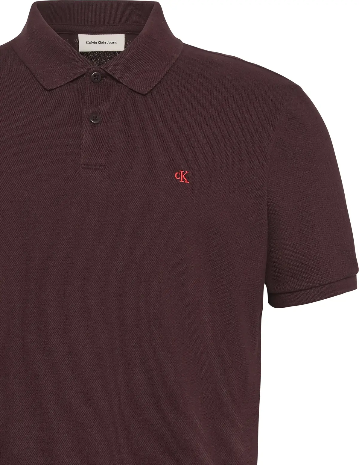 Calvin Klein SS MONOGRAM PIQUE POLO Erkek Bordo Polo T-Shirt