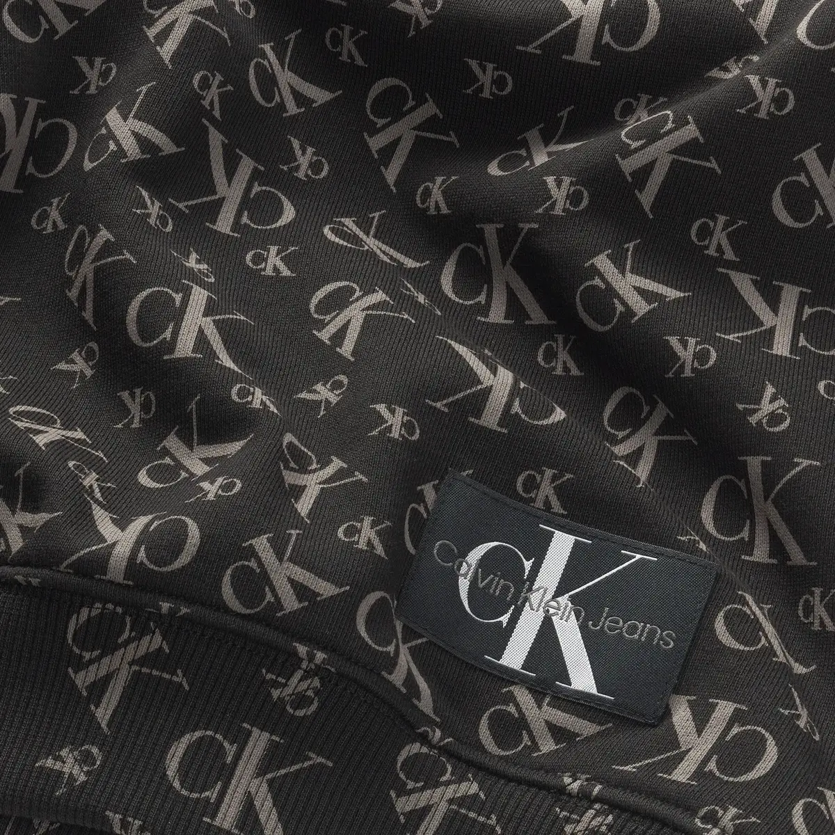 Calvin Klein MONOGRAM GRID AOP HO Erkek Siyah Hoodie