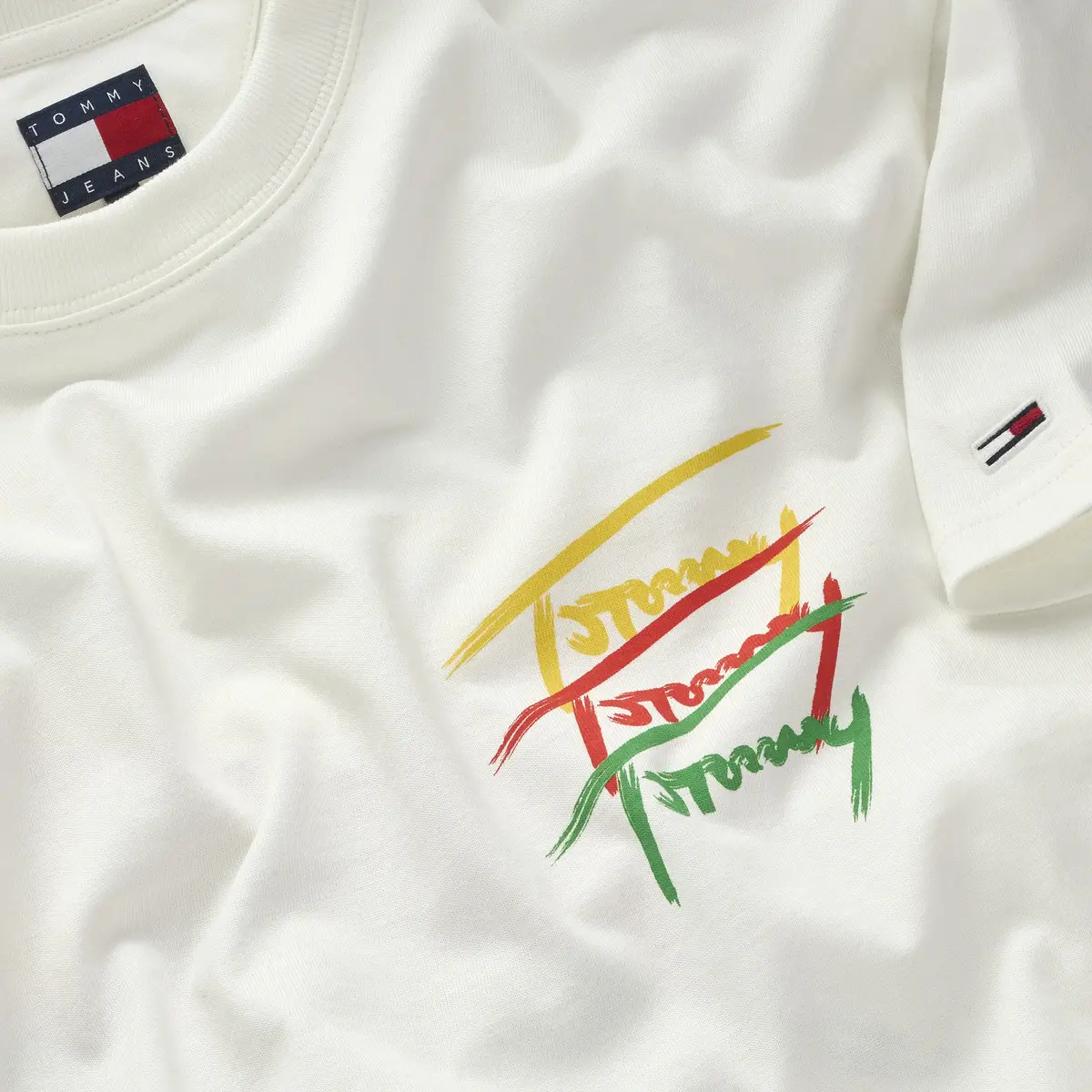 Tommy Hilfiger TJM REG TWISTED SIGN, YBL Beyaz Erkek T-Shirt & Polo