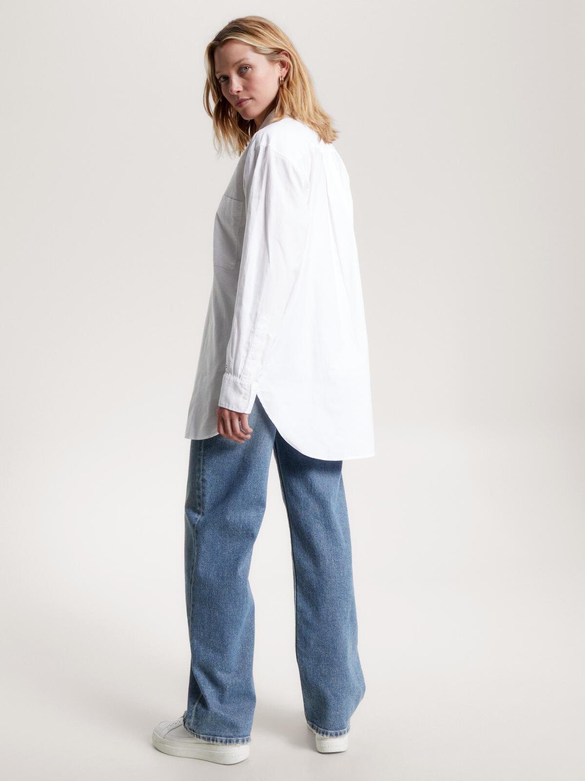 Tommy Hilfiger OXFORD OVERSIZED SHI Kadın Beyaz Gömlek