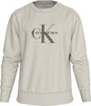 Calvin Klein LS EU 350TERRY MONOLOGO CN SWTSH Beyaz Erkek Sweatshirt