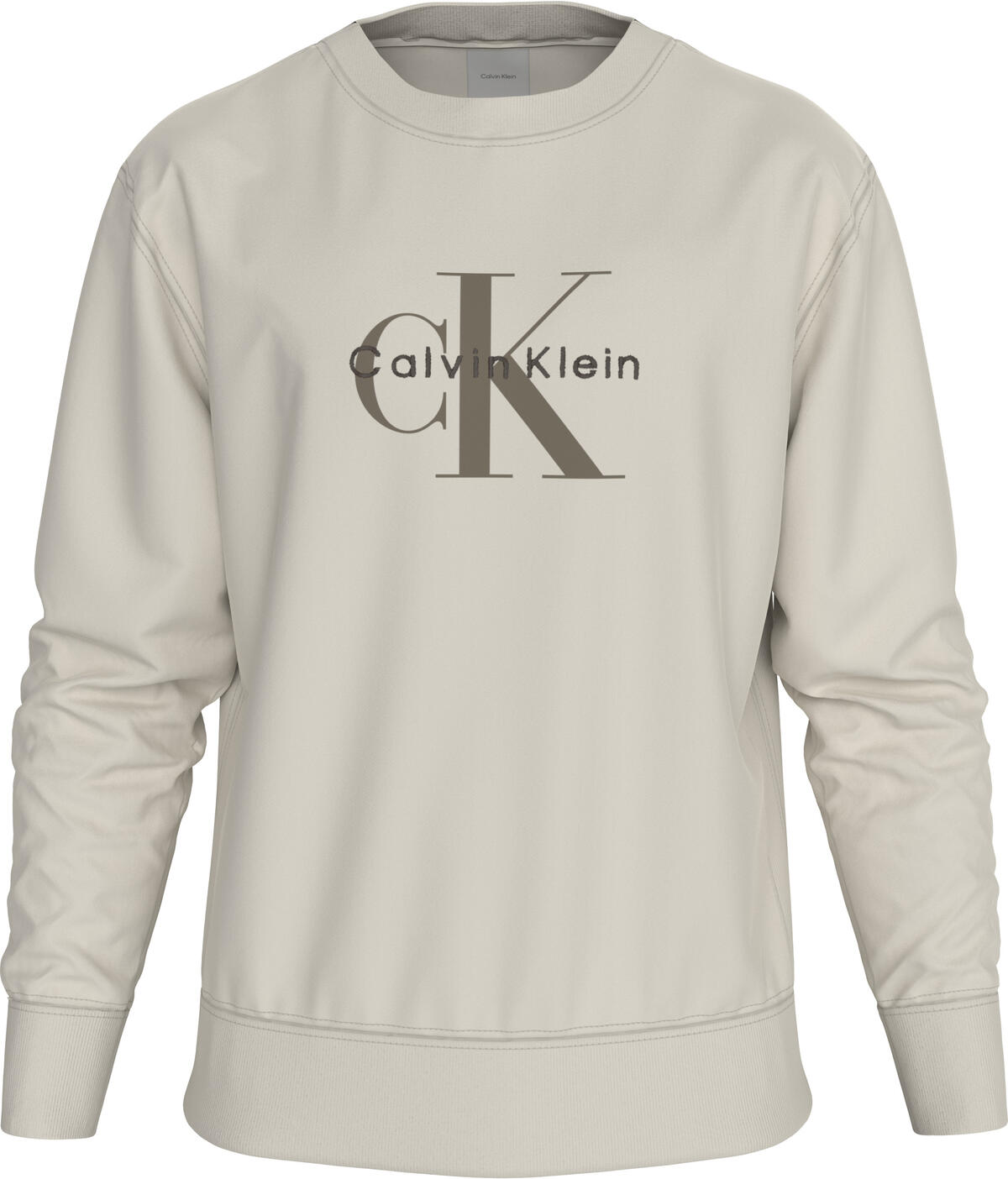 Calvin Klein LS EU 350TERRY MONOLOGO CN SWTSH Beyaz Erkek Sweatshirt