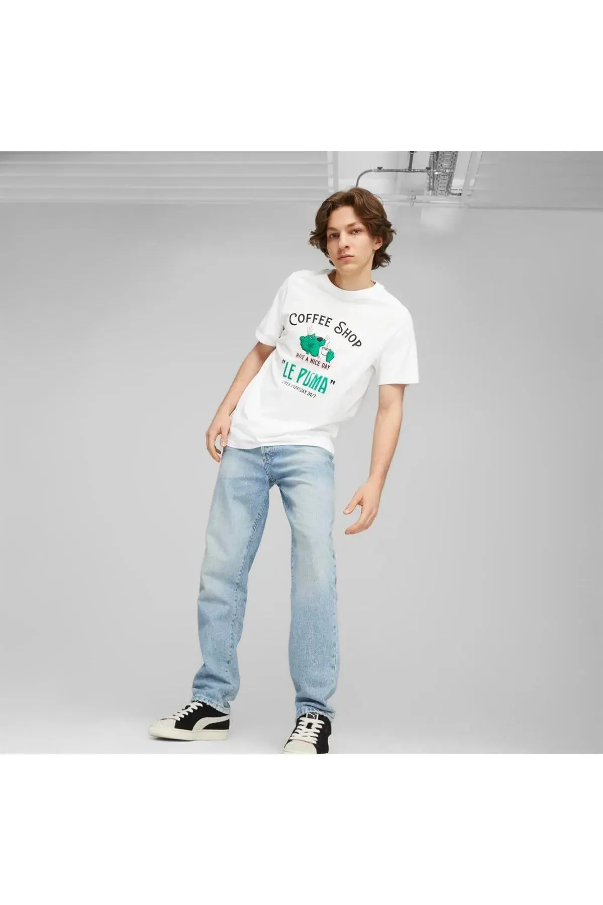 Puma GRAPHICS LE PUMA Tee Beyaz Erkek T-Shirt