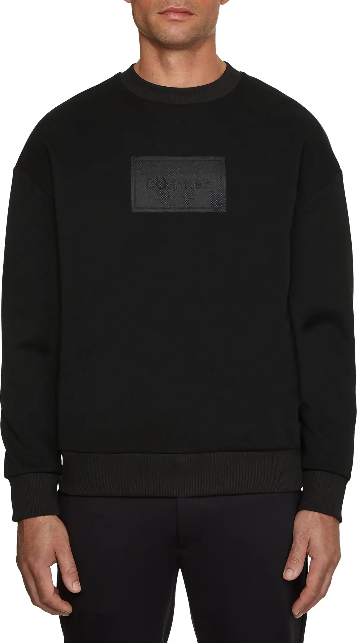 Calvin Klein TEXTURED LOGO BOX CO Erkek Siyah Sweatshirt