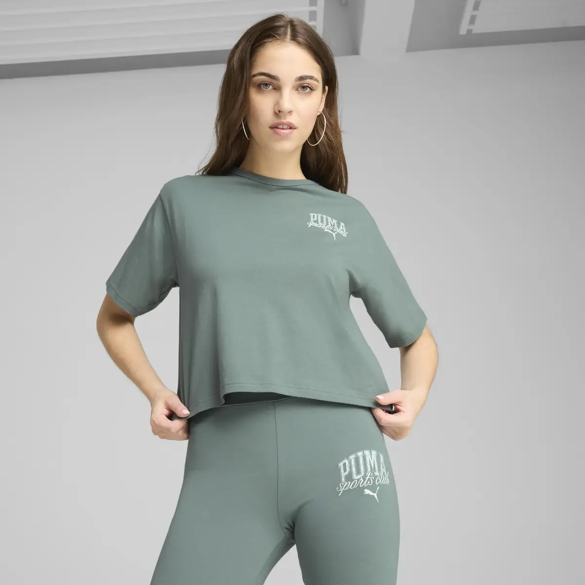 PUMA CLASS Relaxed Crop Tee Yeşil Kadın Crop