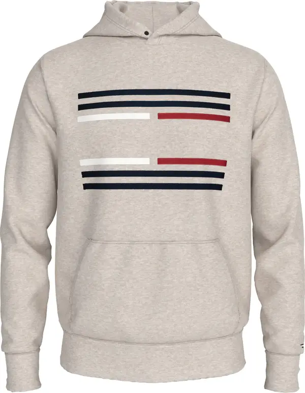 Tommy Hilfiger GROSSGRAIN FLAG HOOD Erkek Bej Sweatshirt