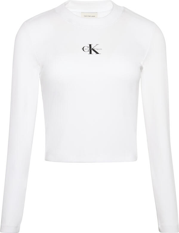 Calvin Klein A- LS MONOGRAM BABY TEE Beyaz Kadın T-Shirt