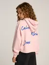 Calvin Klein HANDWRITING LOGO HOO Pembe Çocuk Kapüşonlu Sweatshirt