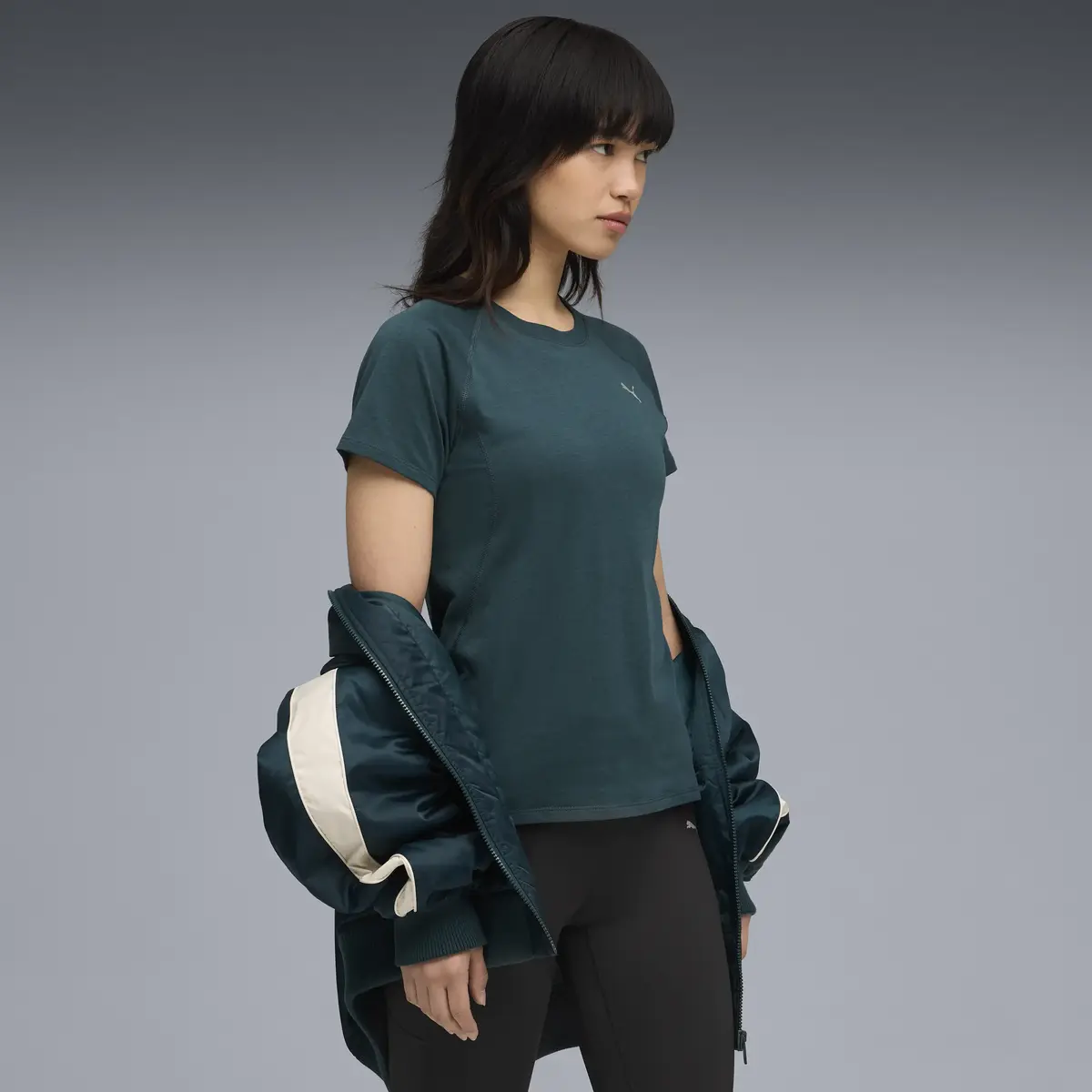 Puma RUN VELOCITY TEE TRI-BLEND Yeşil Kadın T-Shirt