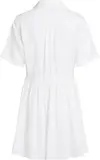 Tommy Hilfiger ESS LINEN S/S SHORT, YCF Beyaz Kadın Elbise-Etek