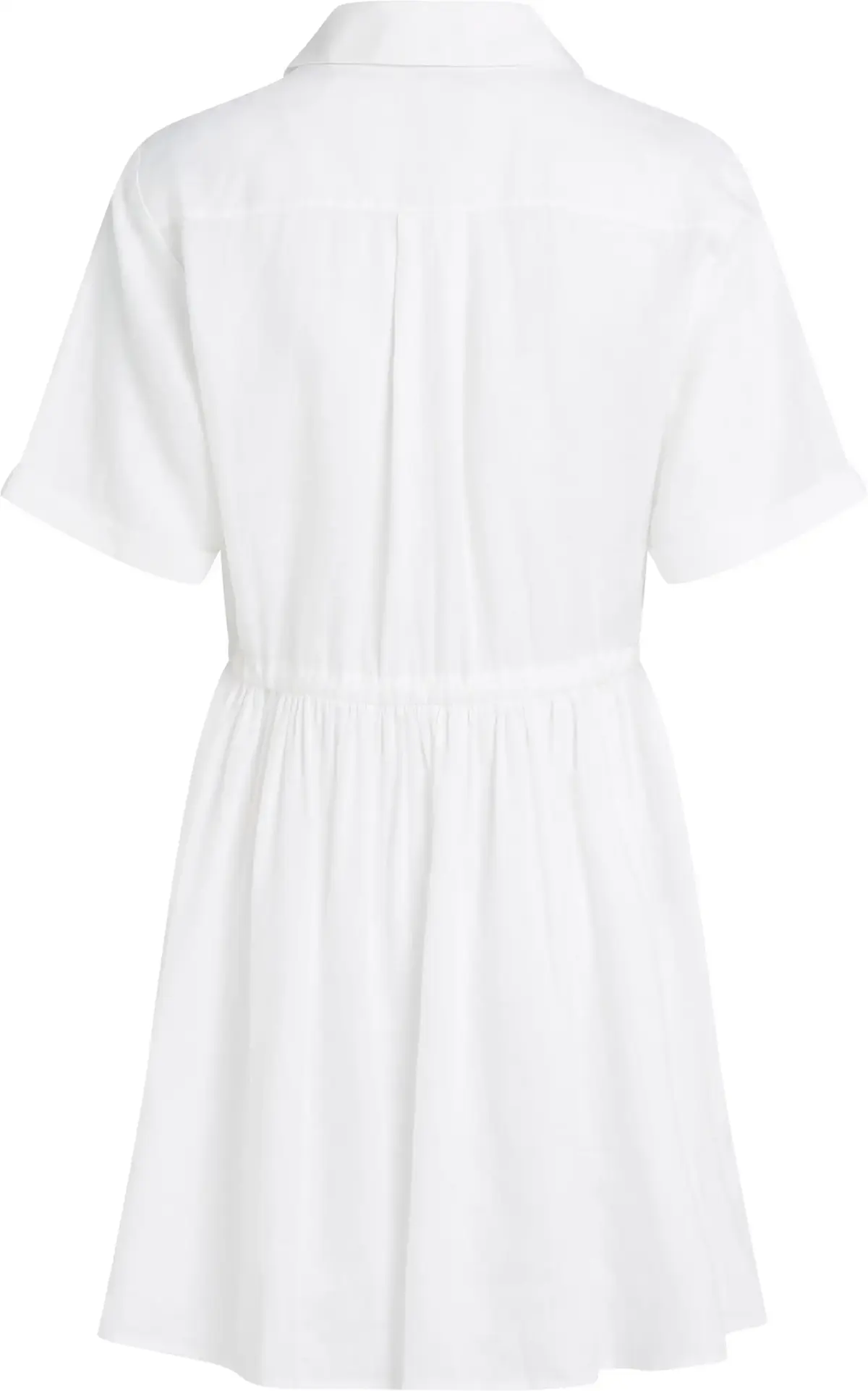 Tommy Hilfiger ESS LINEN S/S SHORT, YCF Beyaz Kadın Elbise-Etek