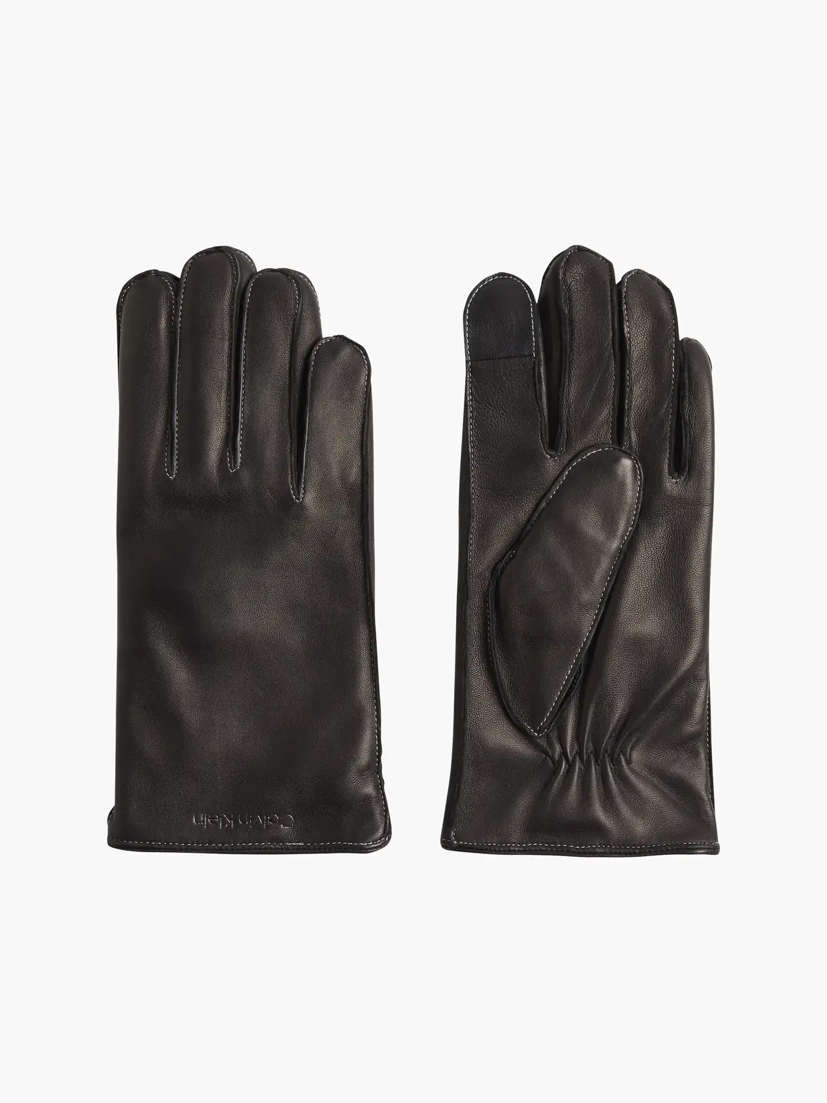 Calvin Klein STITCHED LEATHER GLO Erkek Siyah Eldiven