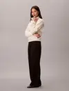 Calvin Klein 1/4 ZIP MIXED MEDIA, YAS Krem Kadın Sweatshirt