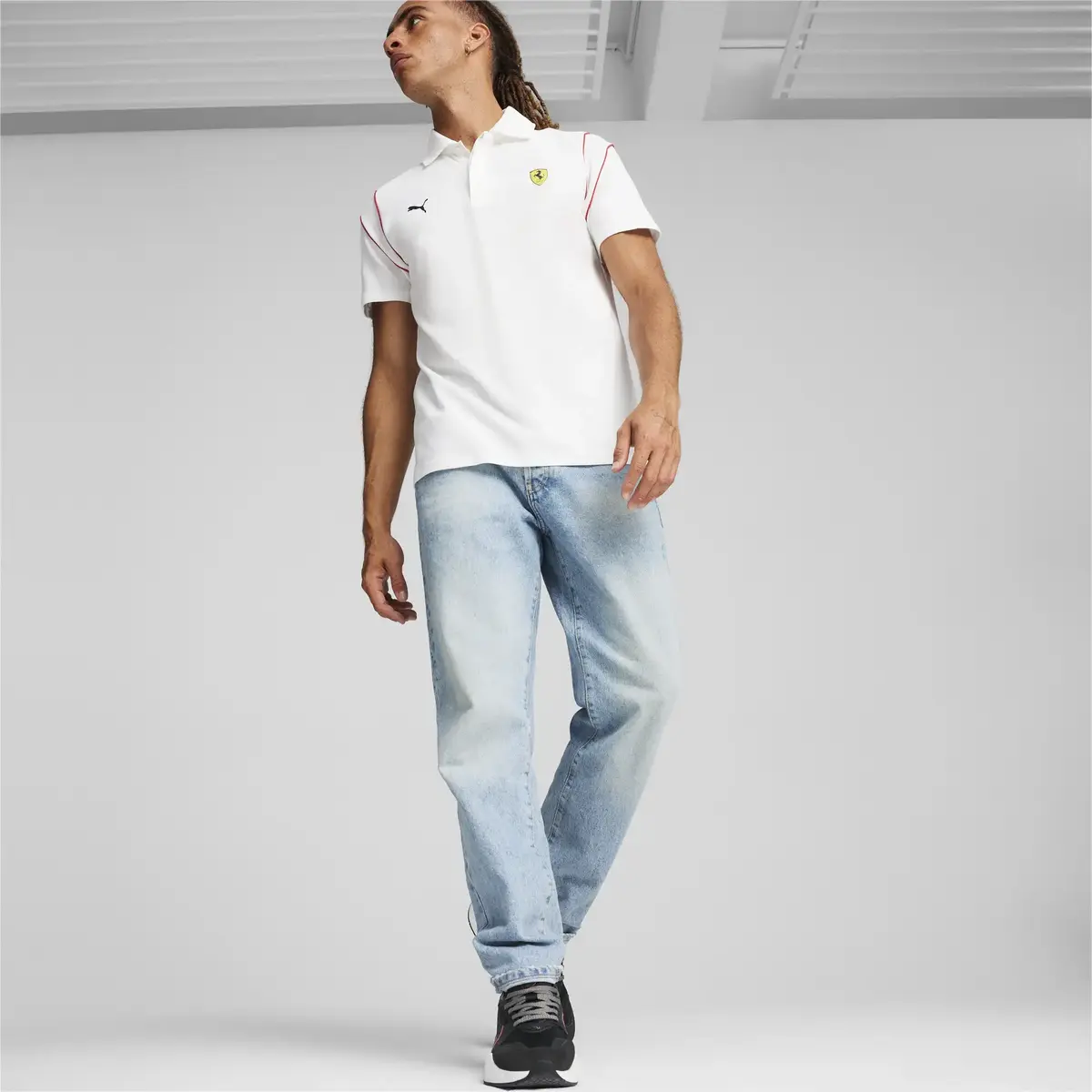 Puma Ferrari Race MT7 Polo Beyaz Erkek T-Shirt