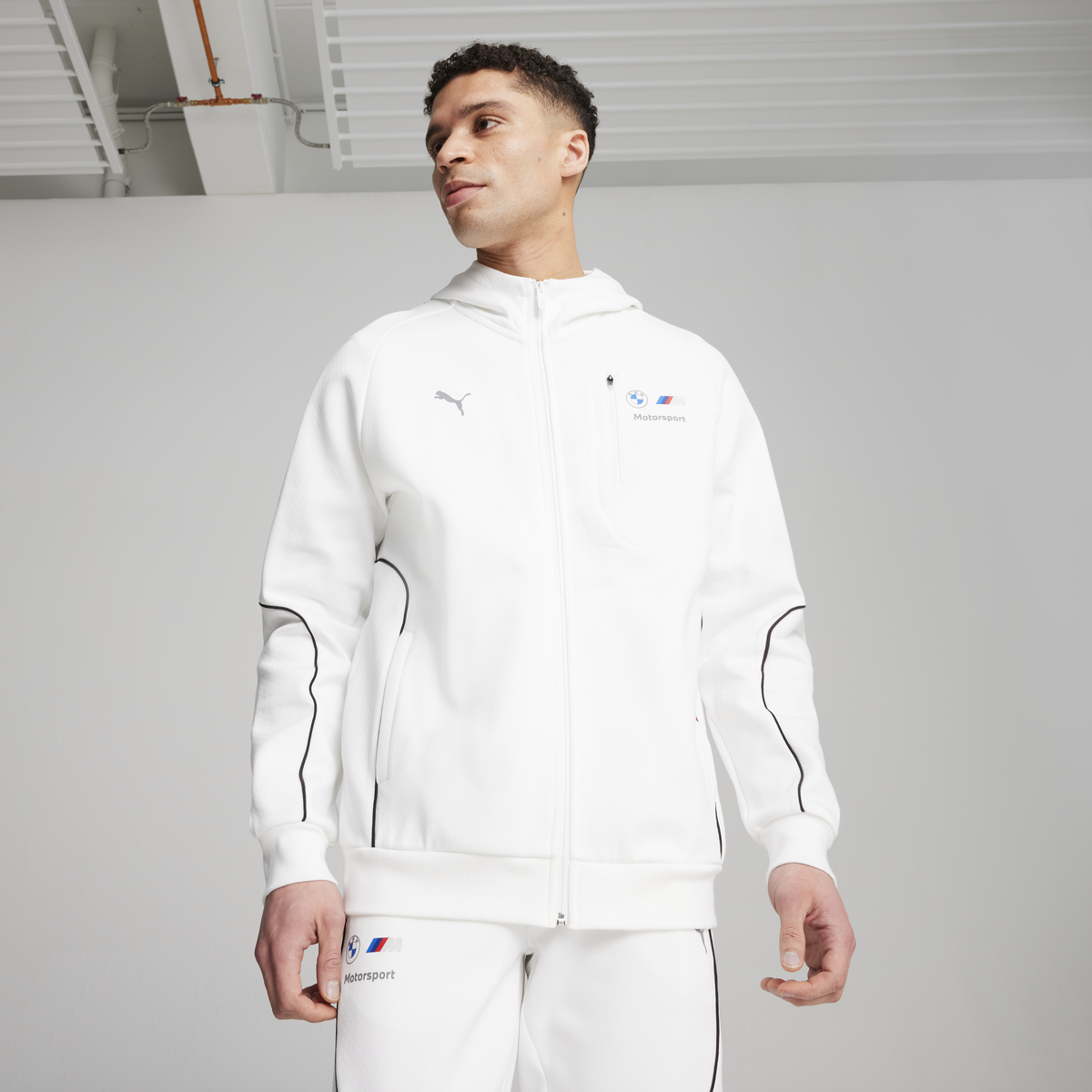 Puma BMW MMS HOODED SWEAT JKT Beyaz Erkek Fermuarlı Ceket