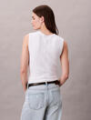 Calvin Klein SL REFINED RIB EMBLE, YAA Beyaz Kadın Bluz