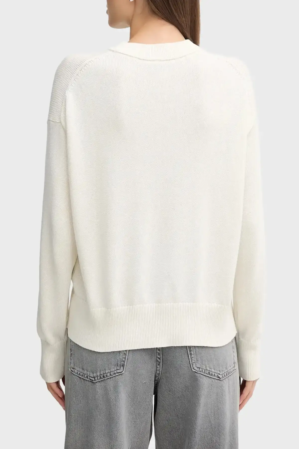 Calvin Klein Cotton Graphic Pullover Bej Kadın Kazak