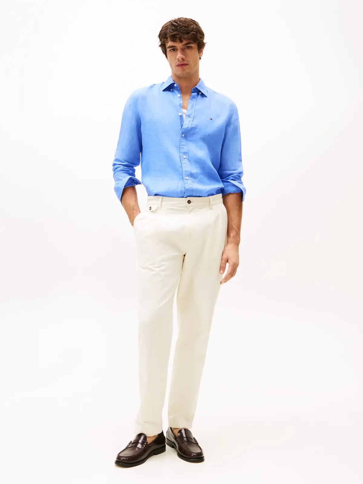 Tommy Hilfiger PIGMENT DYED LI SOLI, C30 Mavi Erkek Gömlek