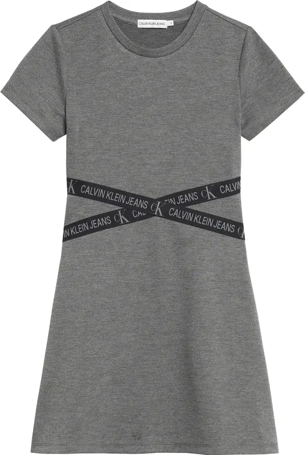 Calvin Klein PUNTO LOGO TAPE SS D Kadın Gri Elbise