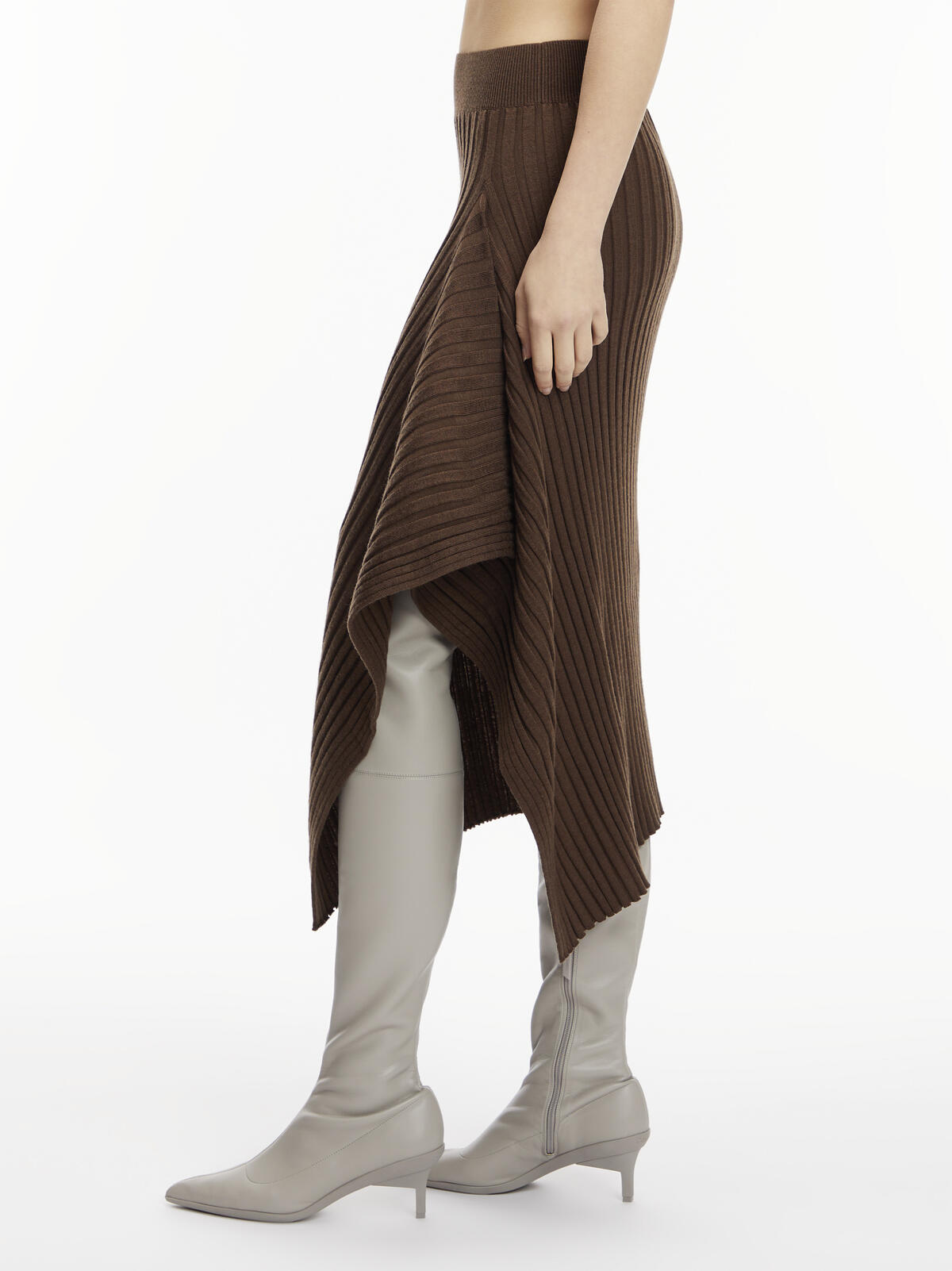 Calvin Klein ASYMMETRIC KNIT SKIR Kadın Kahverengi Etek