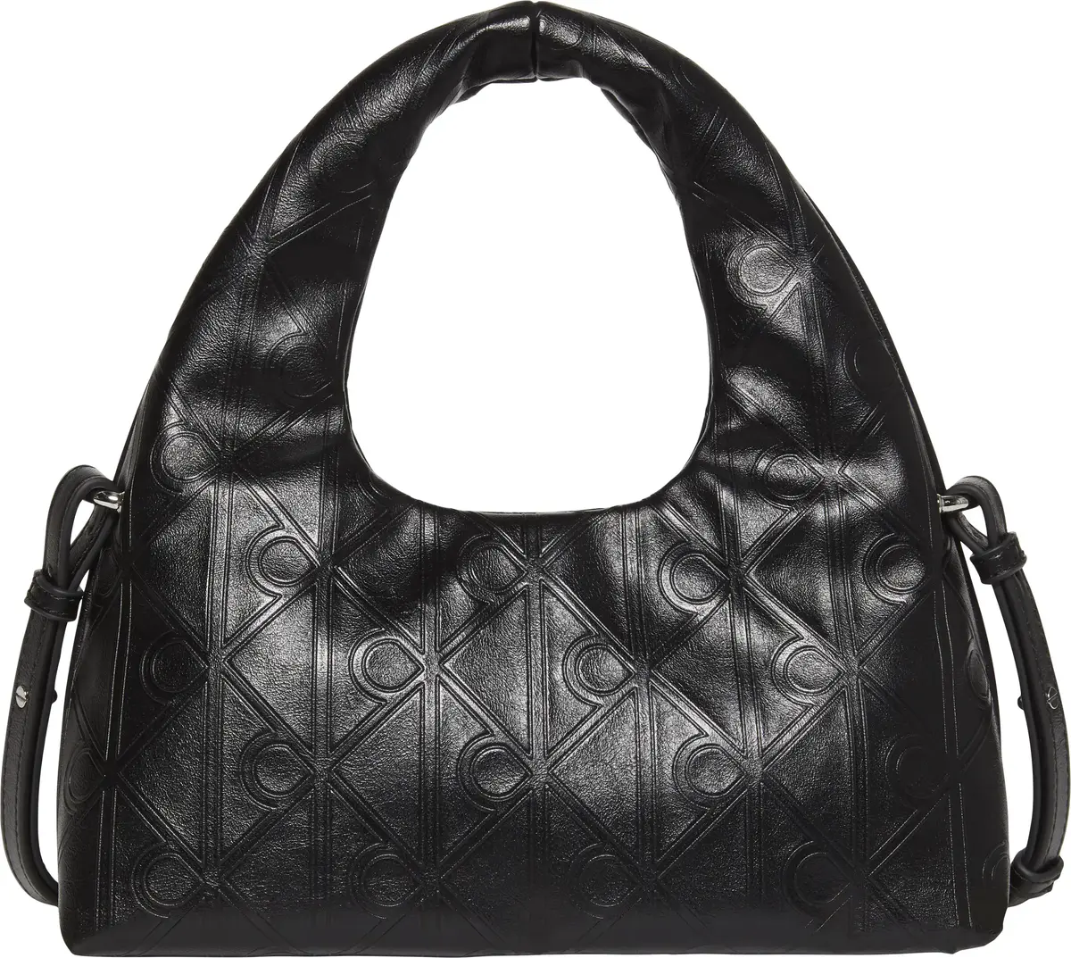 Calvin Klein EMBLEM AOP PUFFER BAG WITH STRAP Kadın Siyah El Çanta