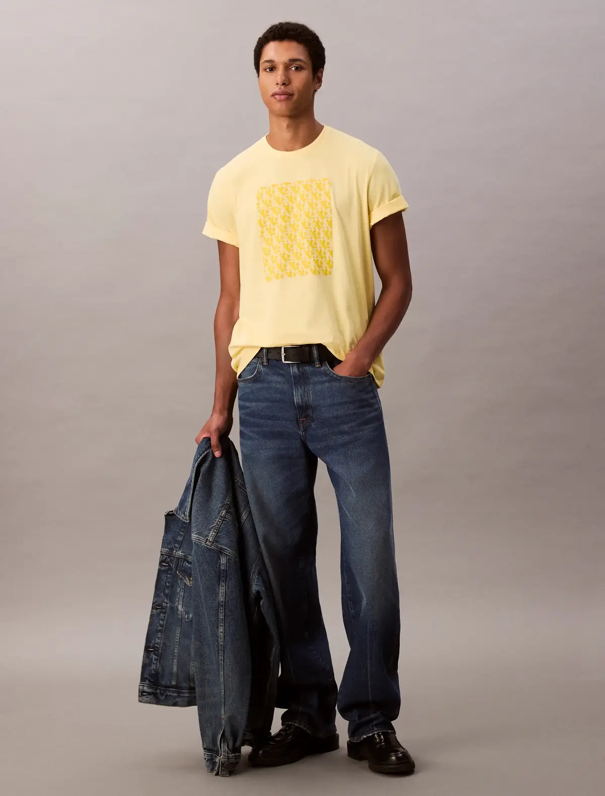 Calvin Klein SS 20S CK MACRO Sarı Erkek Tişört