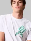 Calvin Klein SS 30S EU CK BH WORD STACK GRAPH Beyaz Erkek Tişört