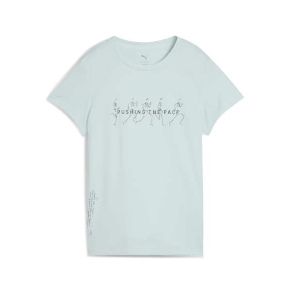 Puma GRAPHICS RUNNING SLOGAN TEE Mavi Kadın T-Shirt
