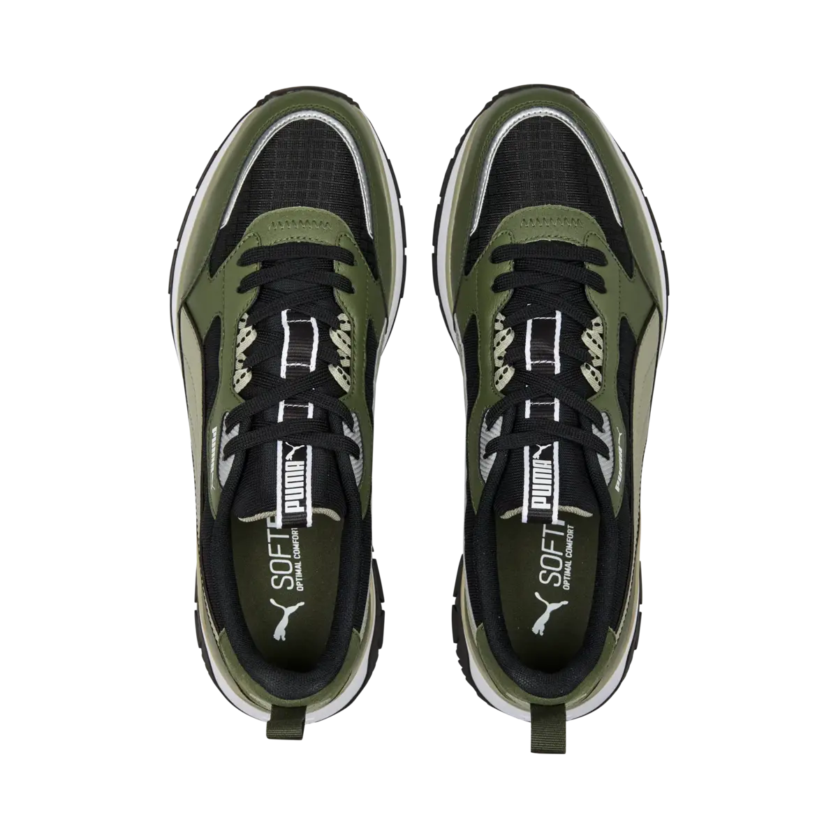 Puma R78 Trek Green Moss-Birch Tree-PUMA Blac Yeşil Unisex Koşu Ayakkabısı