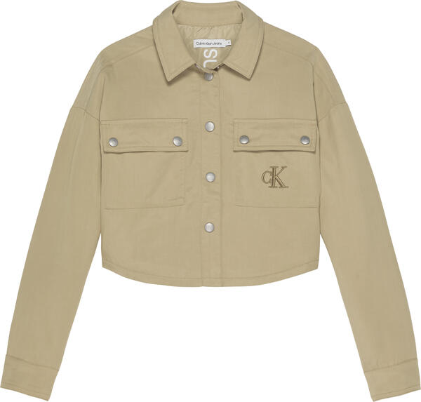 Calvin Klein CROPPED SHEEN WORKWE Kadın Krem Gömlek