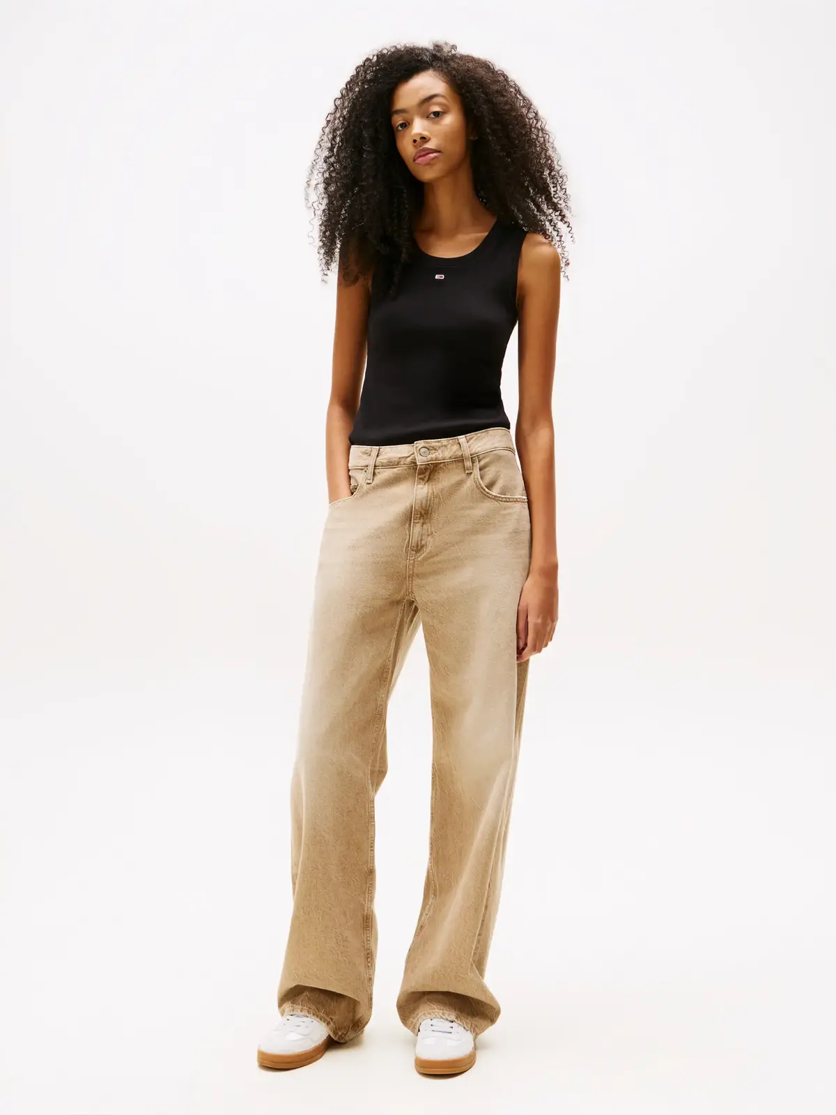 Tommy Hilfiger TJW ESSENTIAL RIB TA, BDS Siyah Kadın T-Shirt & Polo