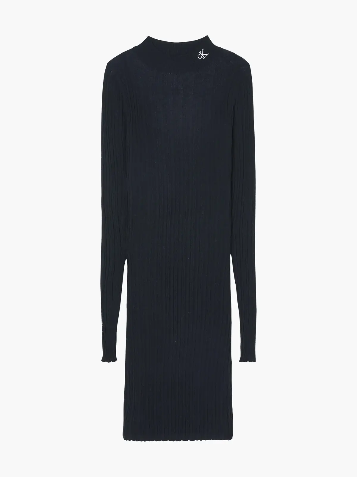 Calvin Klein SHEER YARN ROLL NECK Kadın Siyah Elbise