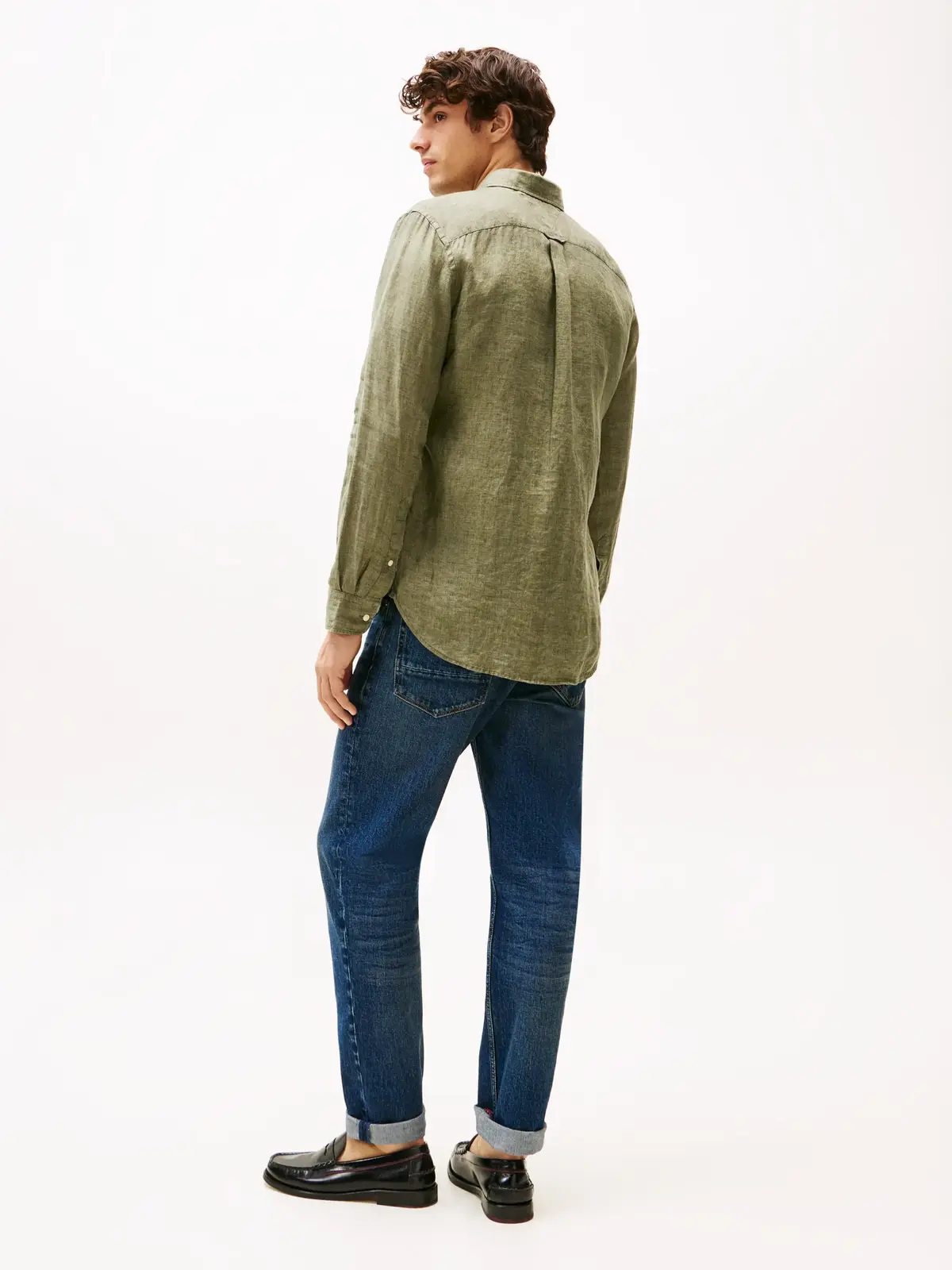 Tommy Hilfiger PIGMENT DYED LI SOLI, PLI Yeşil Erkek Gömlek