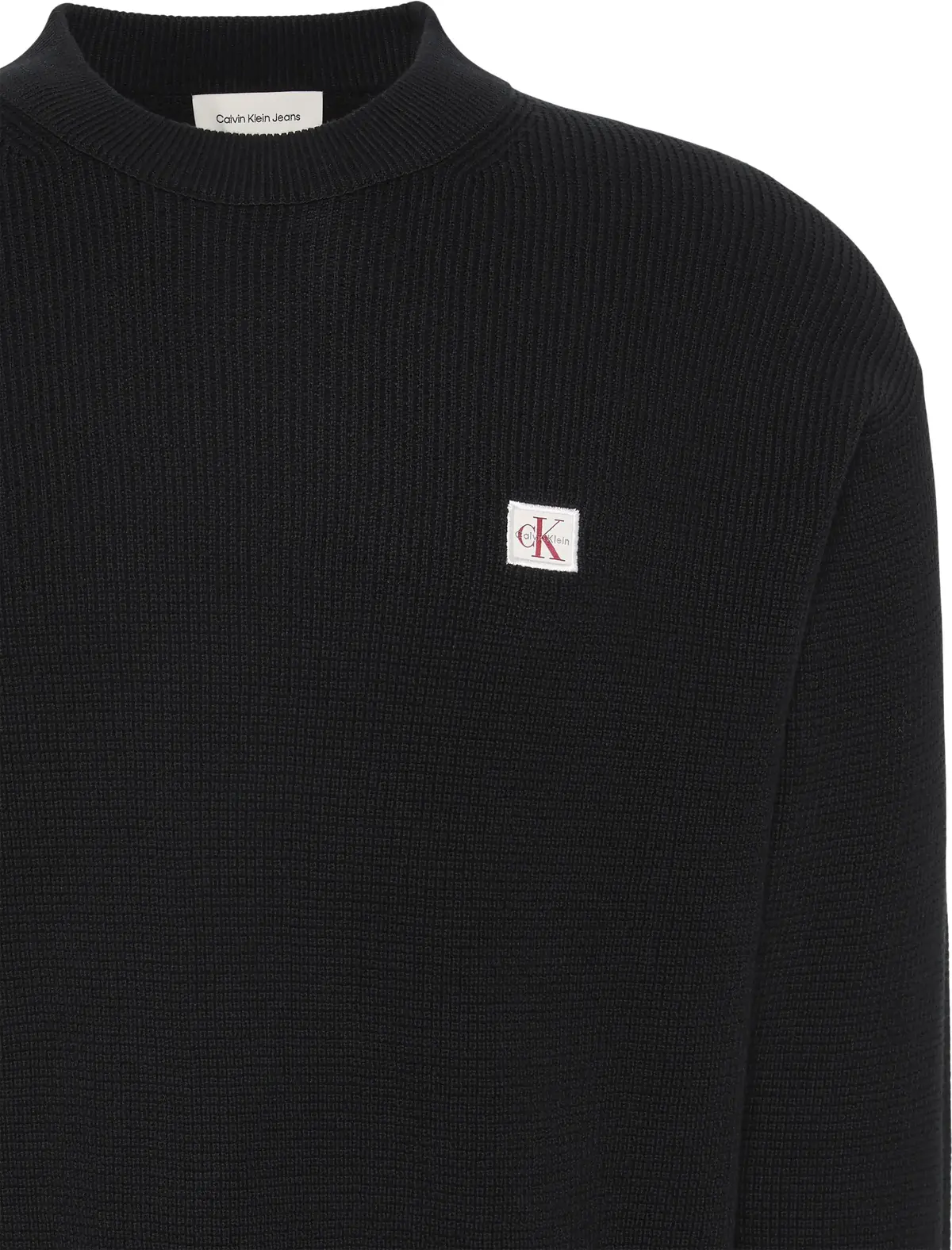 Calvin Klein LS EZ COTTON WAFFLE CRWNK SWTR 9 Erkek Siyah Kazak