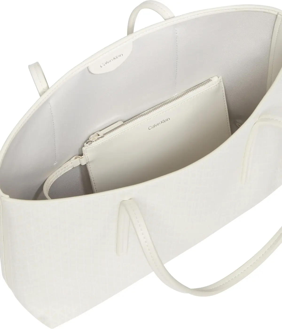 Calvin Klein EMBLEM AOP SMALL TOTE Kadın Beyaz El Çanta