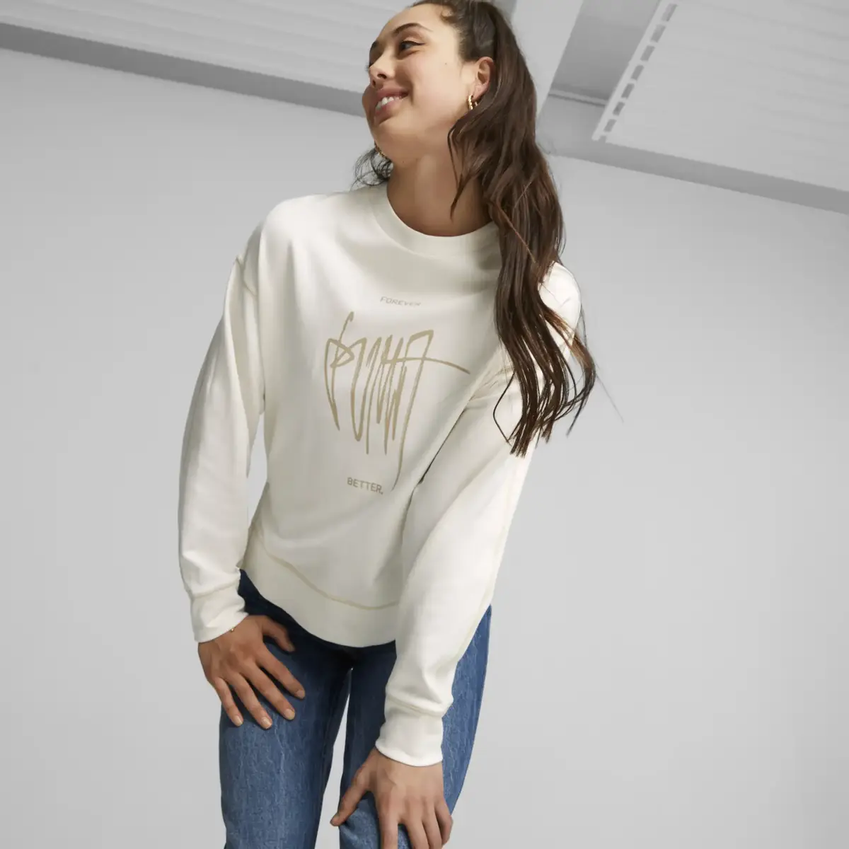 Puma CLASSICS Crew Krem Kadın Mont