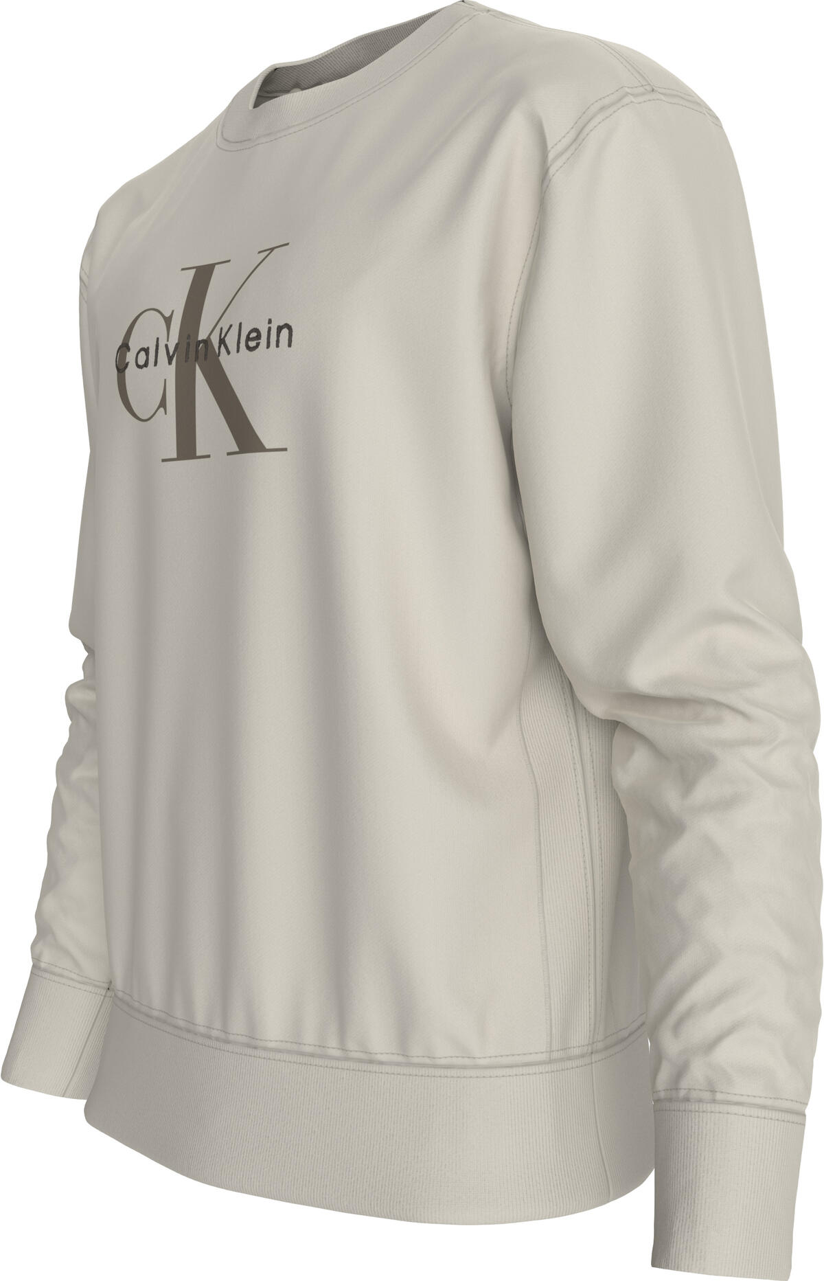 Calvin Klein LS EU 350TERRY MONOLOGO CN SWTSH Beyaz Erkek Sweatshirt
