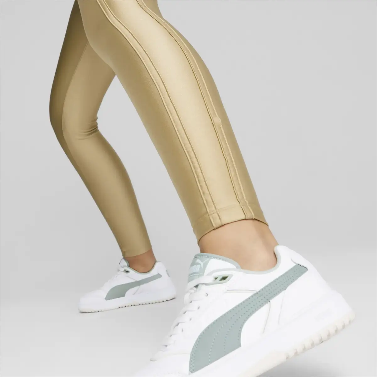 Puma T7 High Waist Shiny Leggings Bej Kadın Tayt