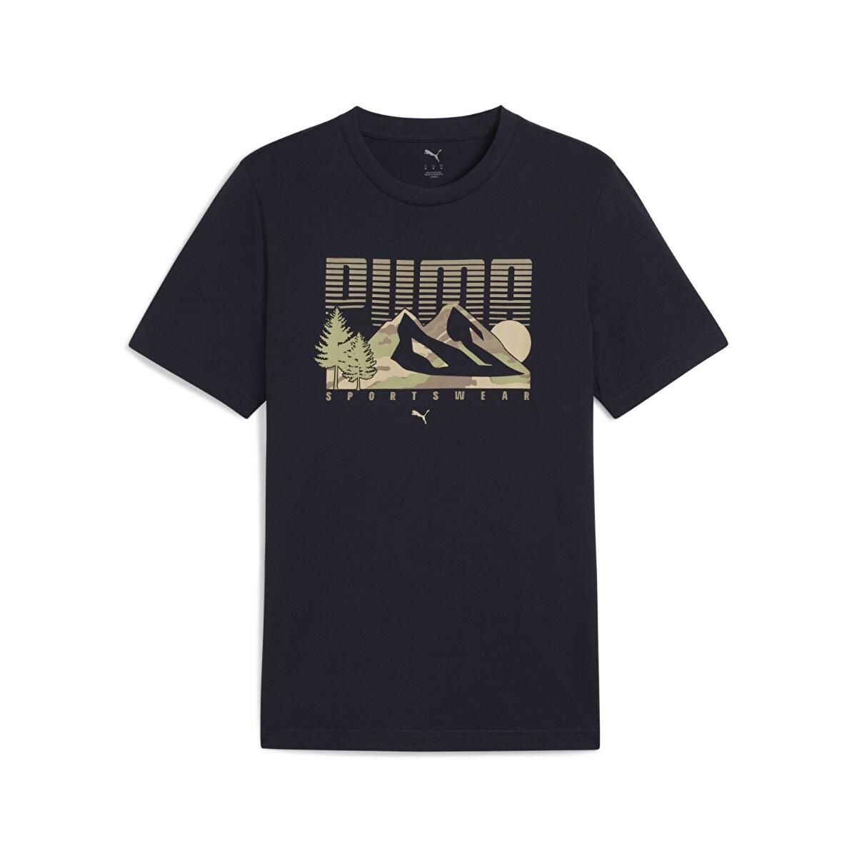 Puma GRAPHICS Mountain Tee Siyah Erkek T-Shirt