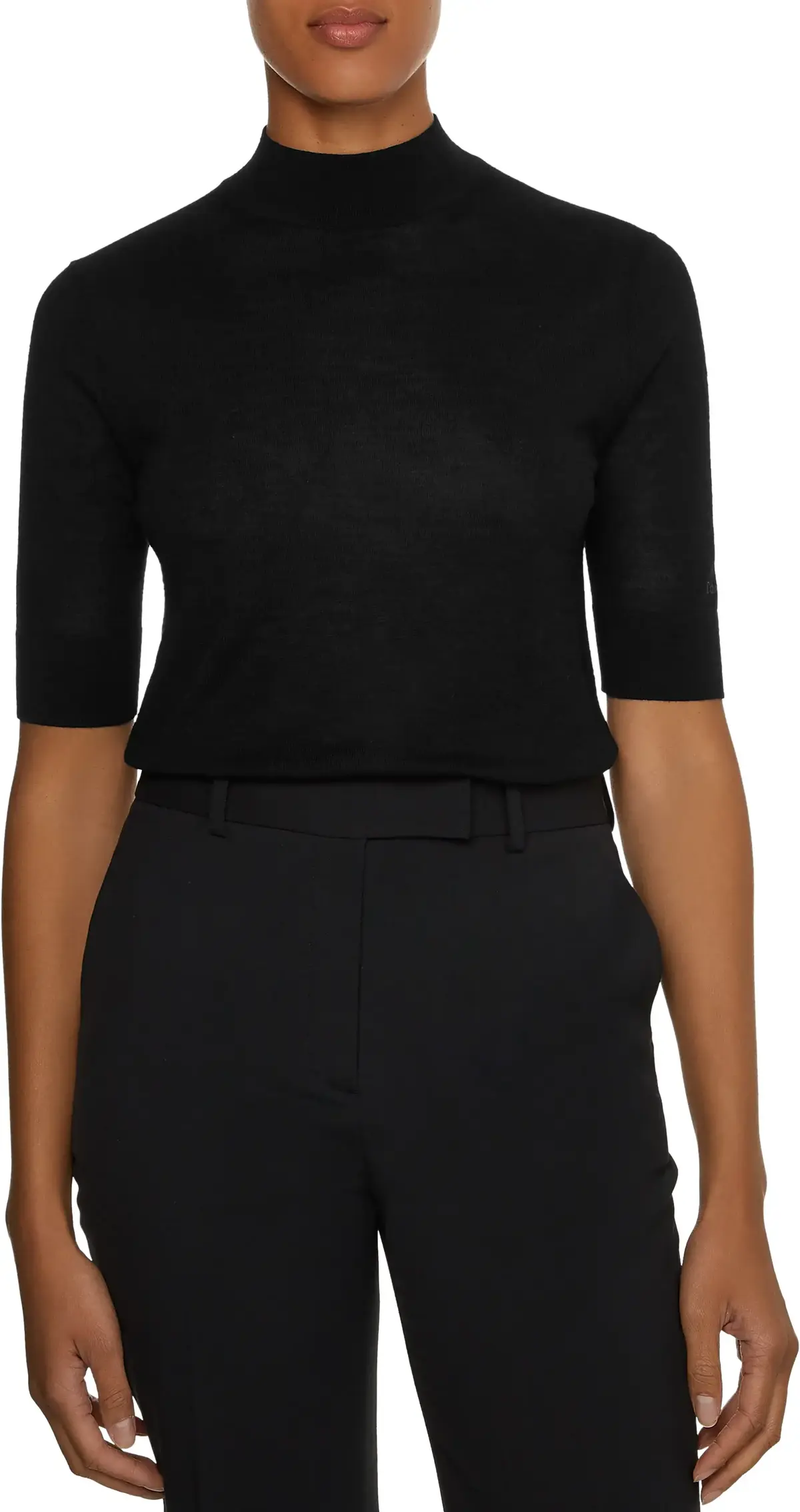 Calvin Klein EXTRA FINE WOOL HS M Kadın Siyah Kazak