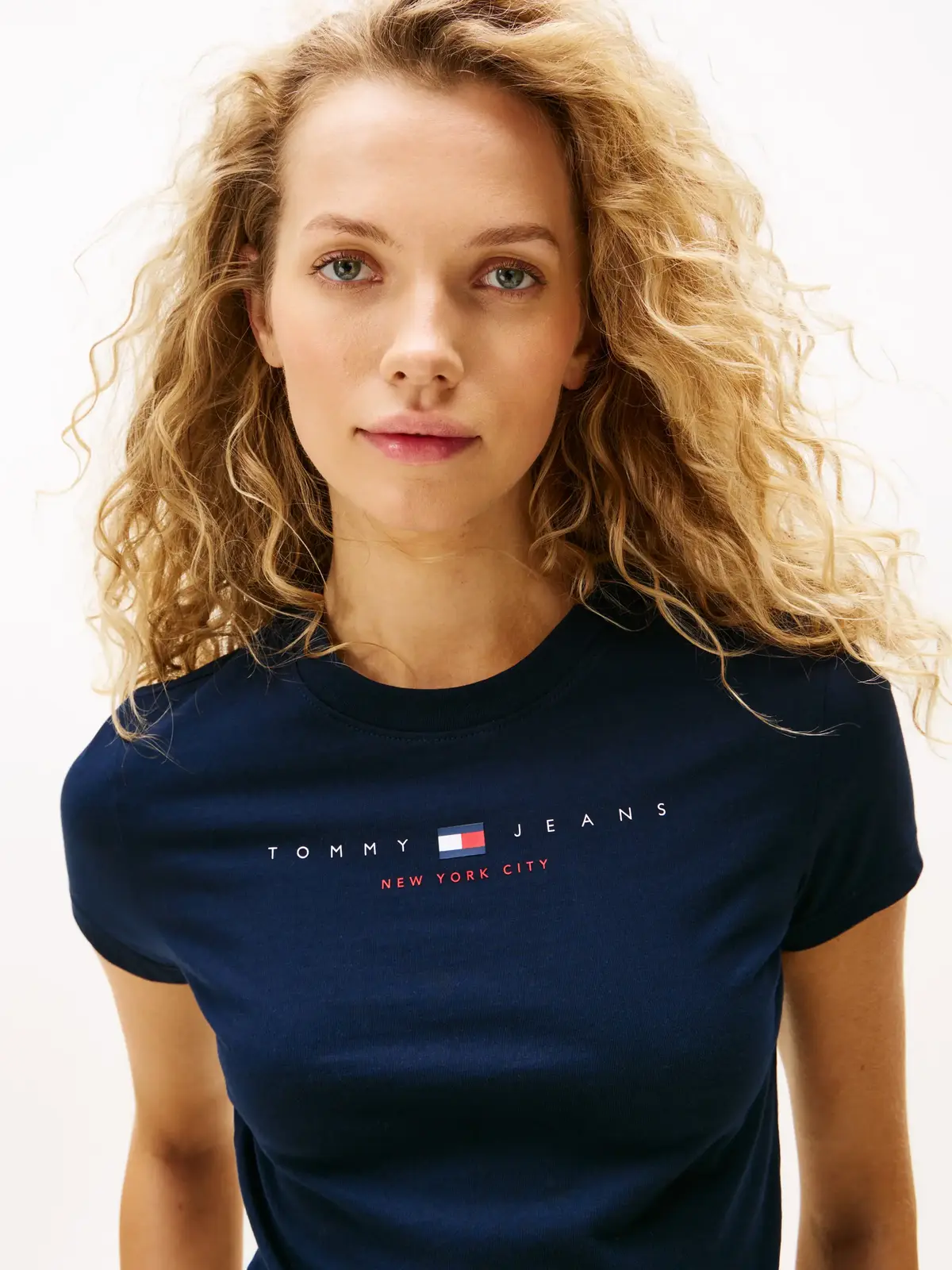 Tommy Hilfiger TJW SLIM TJ US LINEA, C1G Lacivert Kadın T-Shirt & Polo