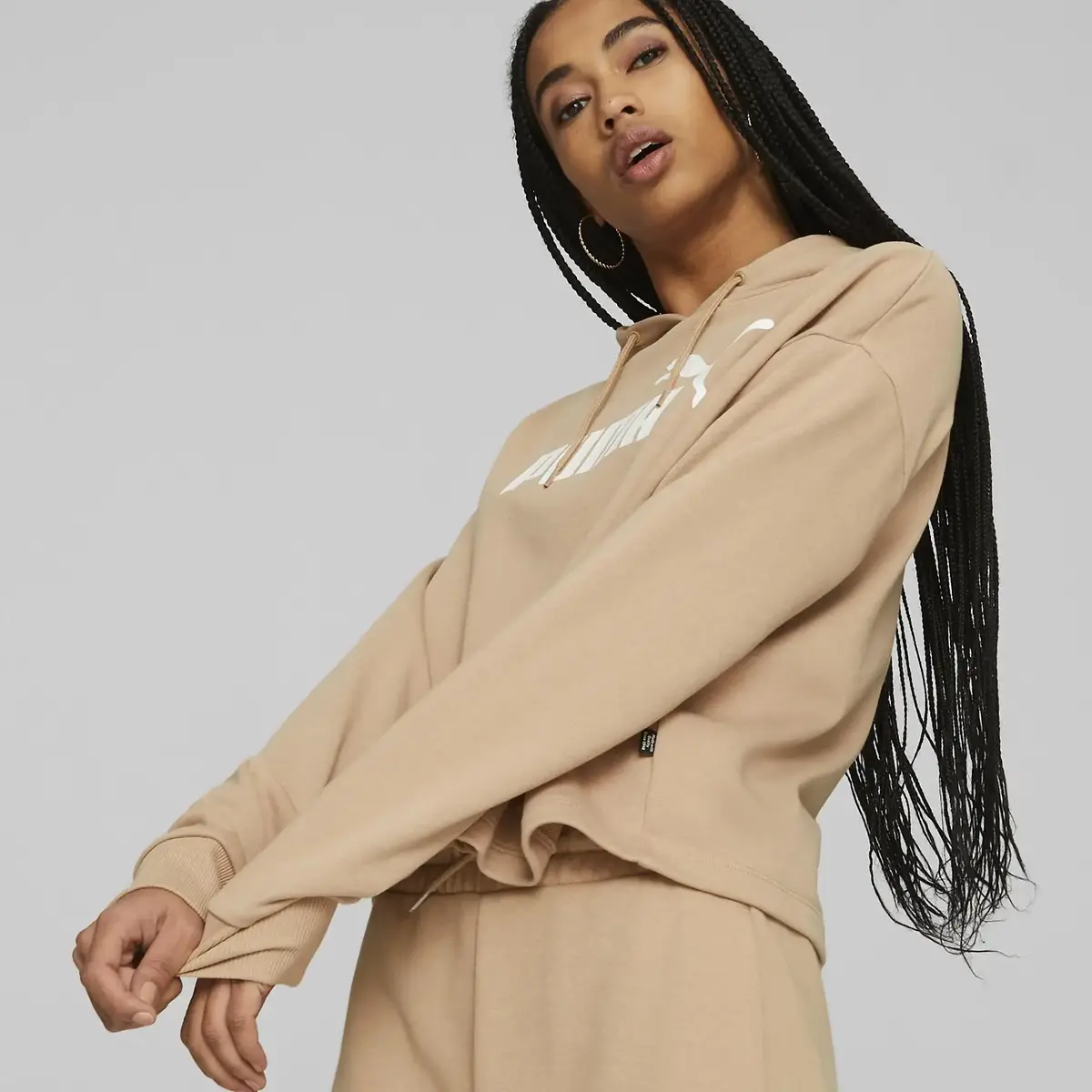 Puma Ess Crop Hoodie Bej Kadın Sweatshirt