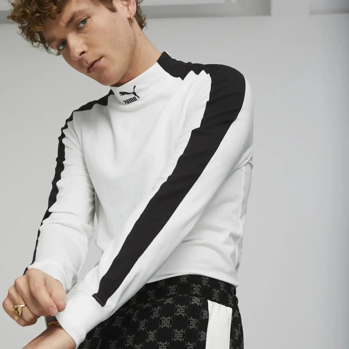 Puma T7 Mock Neck Beyaz Erkek Sweatshirt