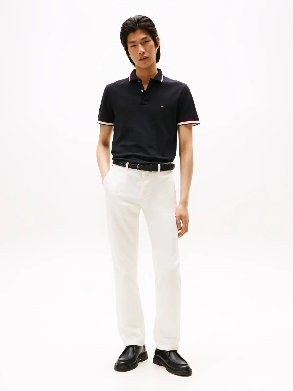 Tommy Hilfiger CUFF INTEREST SLIM F, BDS Siyah Erkek Polo Yaka T-Shirt
