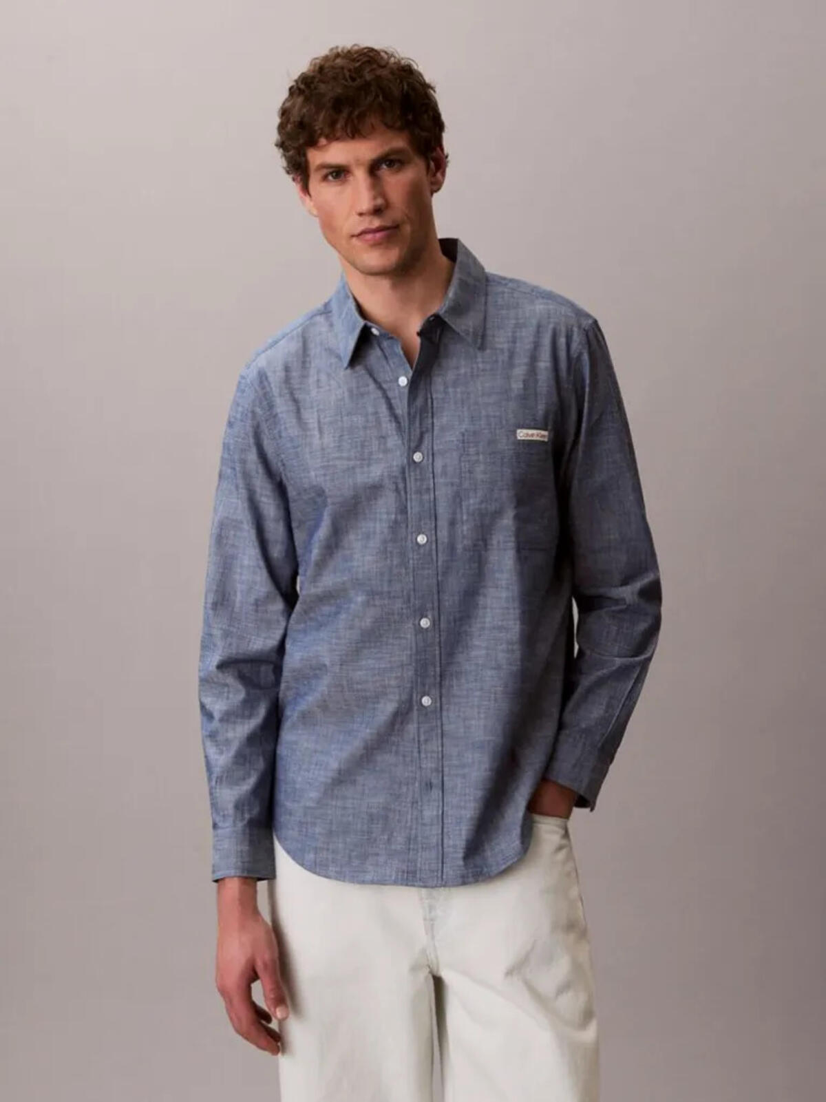 Calvin Klein LS CHAMBRAY CLASSIC, C32, S Mavi Erkek Gömlek