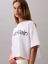 Calvin Klein A-SS Boxy Logo Graph, YAA Beyaz Kadın T-Shirt