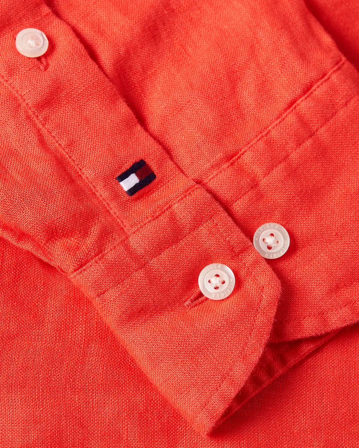 Tommy Hilfiger DC BAND COLLAR LINEN, SPP Kırmızı Erkek Gömlek