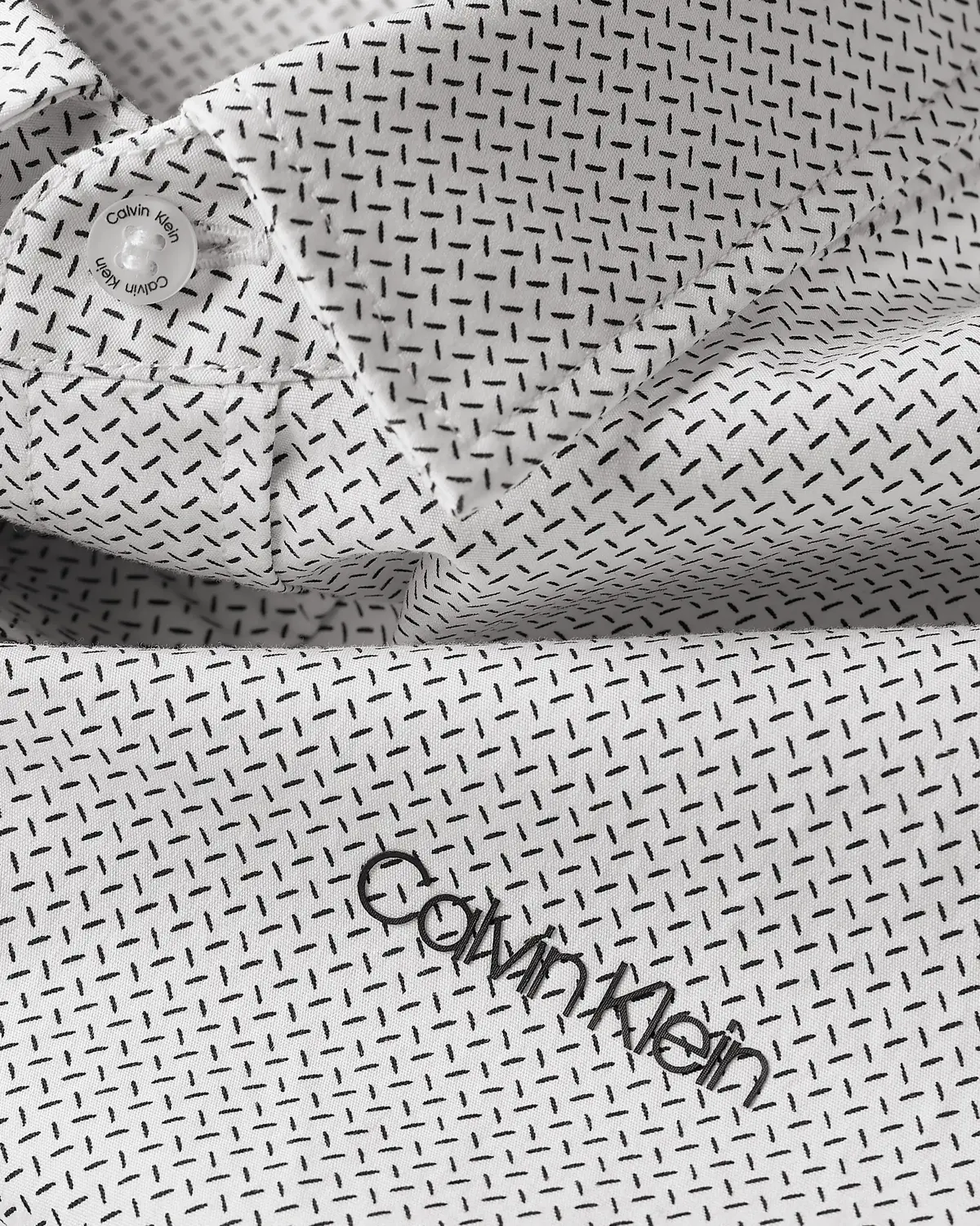 Calvin Klein SLIM FIT MICRO PRINT Erkek Beyaz Gömlek