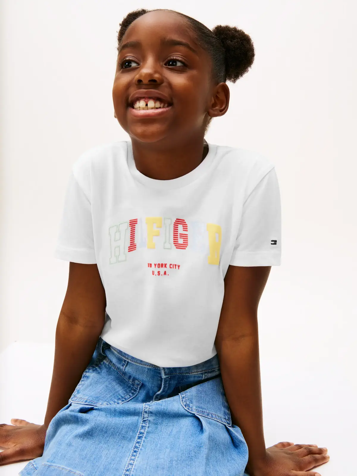 Tommy Hilfiger VARSITY TEE SS, YBR Beyaz Kız Çocuk T-Shirt & Polo