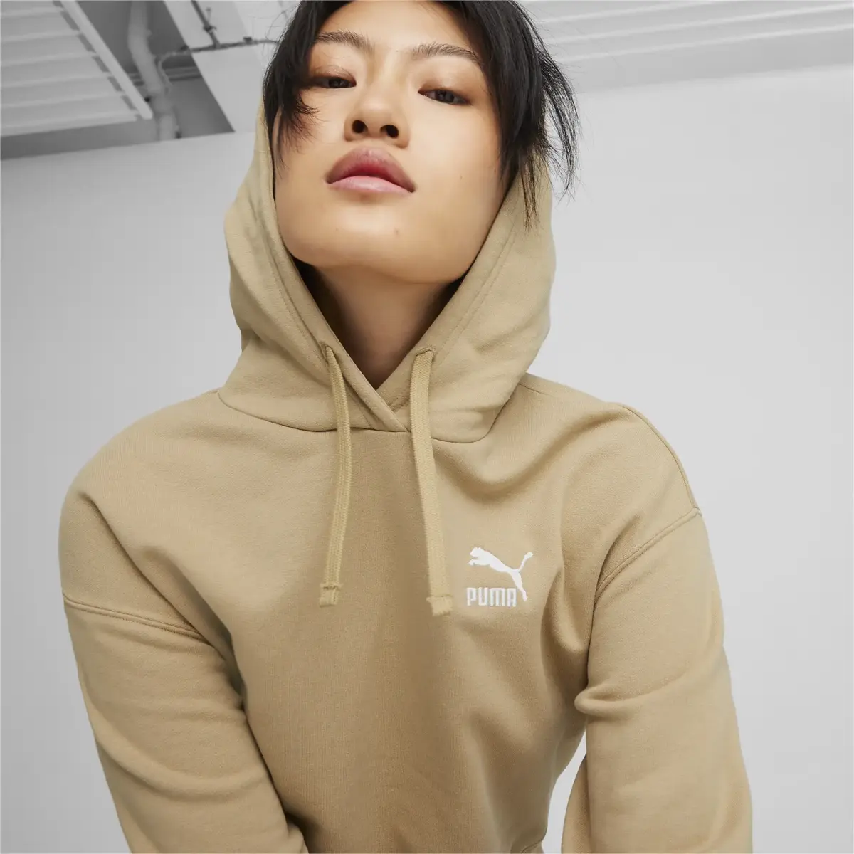 Puma BETTER CLASSICS Cropped Hoodie TR Açık Kahve Kadın Sweatshirt